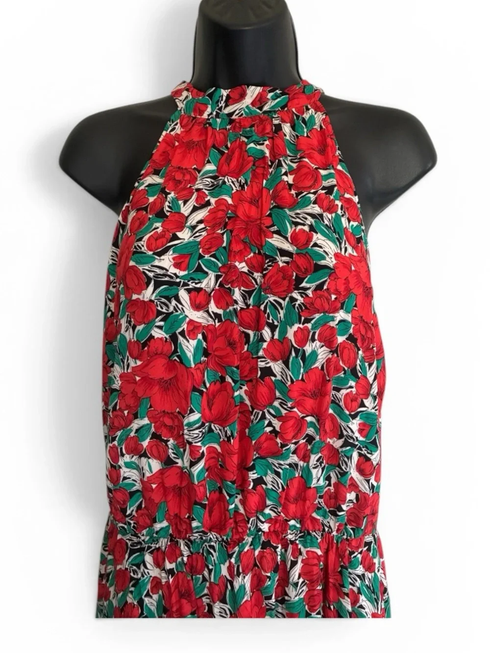 Bohochic Garden Party Red Floral Halter Maxi Summer Dress Size S/M - Picture 4 of 8